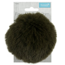 Load image into Gallery viewer, Detachable Faux fur pom pom Khaki green 11 cm