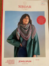 Load image into Gallery viewer, Sirdar kit Knitting pattern 10711 scarf/shawl inc chunky Jewelspun yarn 2 x 200g 202 Tide pool topaz. Easy knit