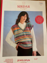 Load image into Gallery viewer, Sirdar kit inc Knitting pattern 10700 ladies tank top/ pullover and jewelspun chunky yarn with wool, shade 204 size S M L. Easy knit