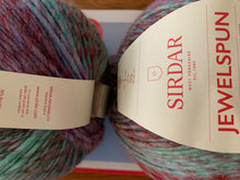 Load image into Gallery viewer, Sirdar kit Knitting pattern 10711 scarf/shawl inc chunky Jewelspun yarn 2 x 200g 202 Tide pool topaz. Easy knit