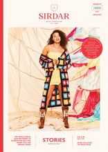Load image into Gallery viewer, Sirdar Stories festival crochet pattern 10525 long cardigan sizes 81-137cm (32-54")