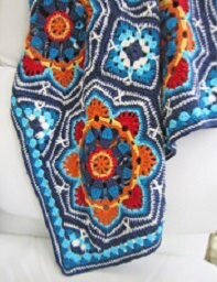 Persian Tiles complete crochet kit, Original blue blanket designed by Janie Crow in wonderful Stylecraft Special DK