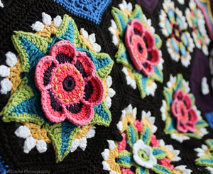 Fridas Flowers crochet  Blanket Stylecraft DK yarn pk crochet along by jane crowfoot Frida Kahlo