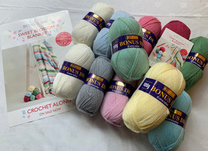 Sweet blossom crochet blanket yarn kit Sue Rawlinson for Sirdar