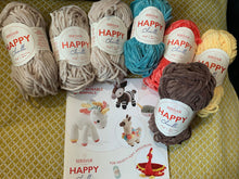 Load image into Gallery viewer, Sirdar happy Chenille crochet amigurumi kit book 5 improbable animals inc yarn for Linda llama
