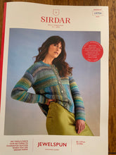 Load image into Gallery viewer, Sirdar kit Knitting  pattern 10704 ladies cardigan inc jewelspun chunky yarn with wool, shade sea grass , M/L/XL/XXL
