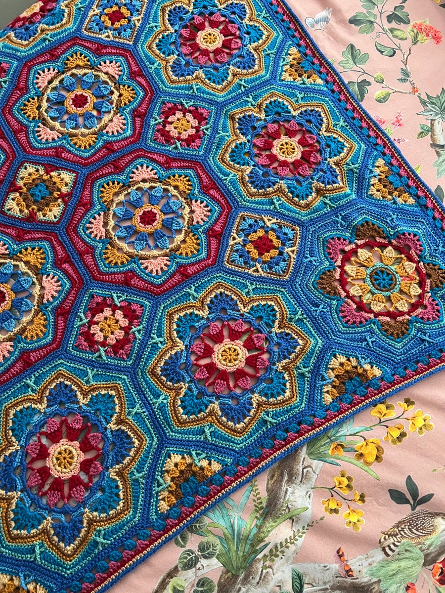 NEW Marrakesh Persian Tile blanket crochet kit, designed by Janie Crow in wonderful Stylecraf DK