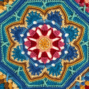 NEW Marrakesh Persian Tile blanket crochet kit, designed by Janie Crow in wonderful Stylecraf DK