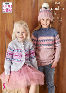King Cole Fair isle knitting pattern 5869 children size 22-28