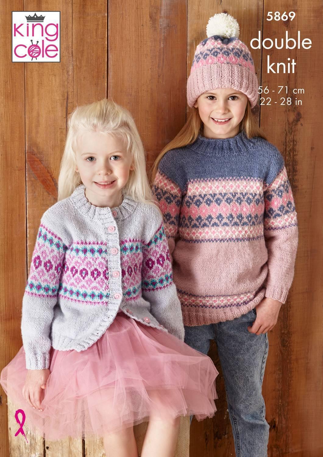 King Cole Fair isle knitting pattern 5869 children size 22-28