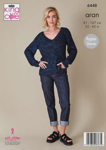 Knitted jumper kit,  King cole 6448 including Firefly aran yarn size 34- 38