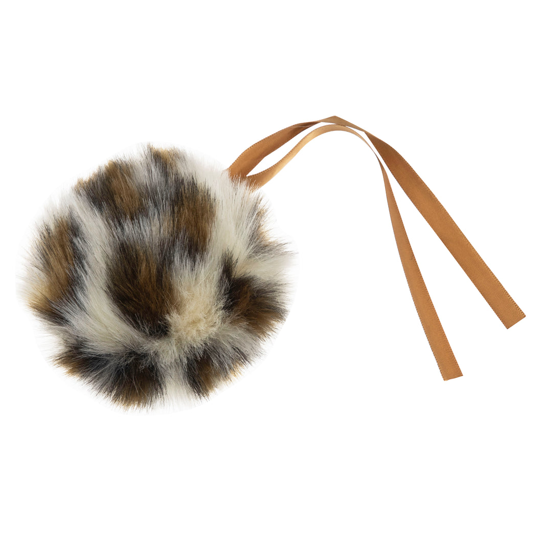 Tie -on Faux fur pom pom Leopard print.