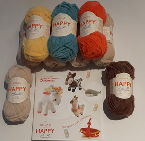 New Happy Chenille crochet  kit gorgeous little pattern book no 3 with 9 little chenille balls to make linda llama amigurumi