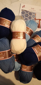 Delft Crochet Blanket Pattern inc Stylecraft Special DK Yarn Alternative blues