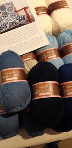 Delft Crochet Blanket Pattern inc Stylecraft Special DK Yarn Alternative blues