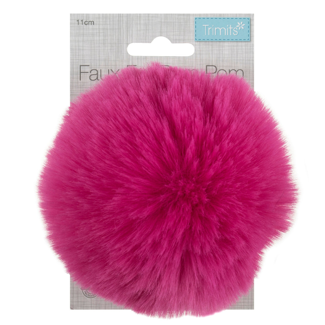 Detachable Faux fur pom pom cerise pink