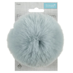 Detachable Faux fur pom pom light blue