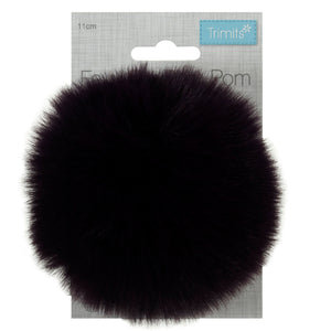 Detachable Faux fur pom pom dark purple