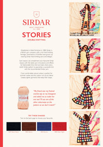 Sirdar Stories festival crochet pattern 10525 long cardigan sizes 81-137cm (32-54")