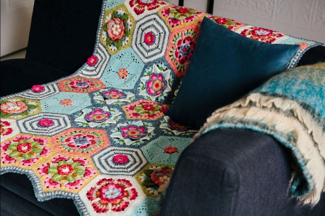 Stylecraft original kit for Fridas flowers crochet blanket in Primavera colourway cotton/batik