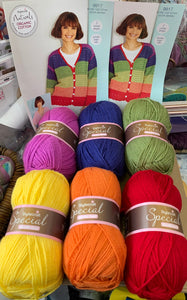 Crochet cardigan kit pattern 9917 inc Stylecraft special dk yarn Rainbow brights size 32-42