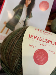 Sirdar knitting kit  pattern 10288 ladies waistcoat including 3 balls of jewelspun aran yarn in shade 845 golden green size S - XL