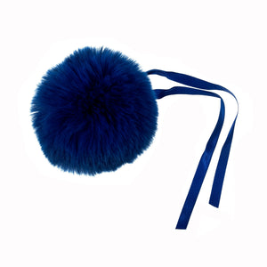 Detachable Faux fur pom pom royal blue