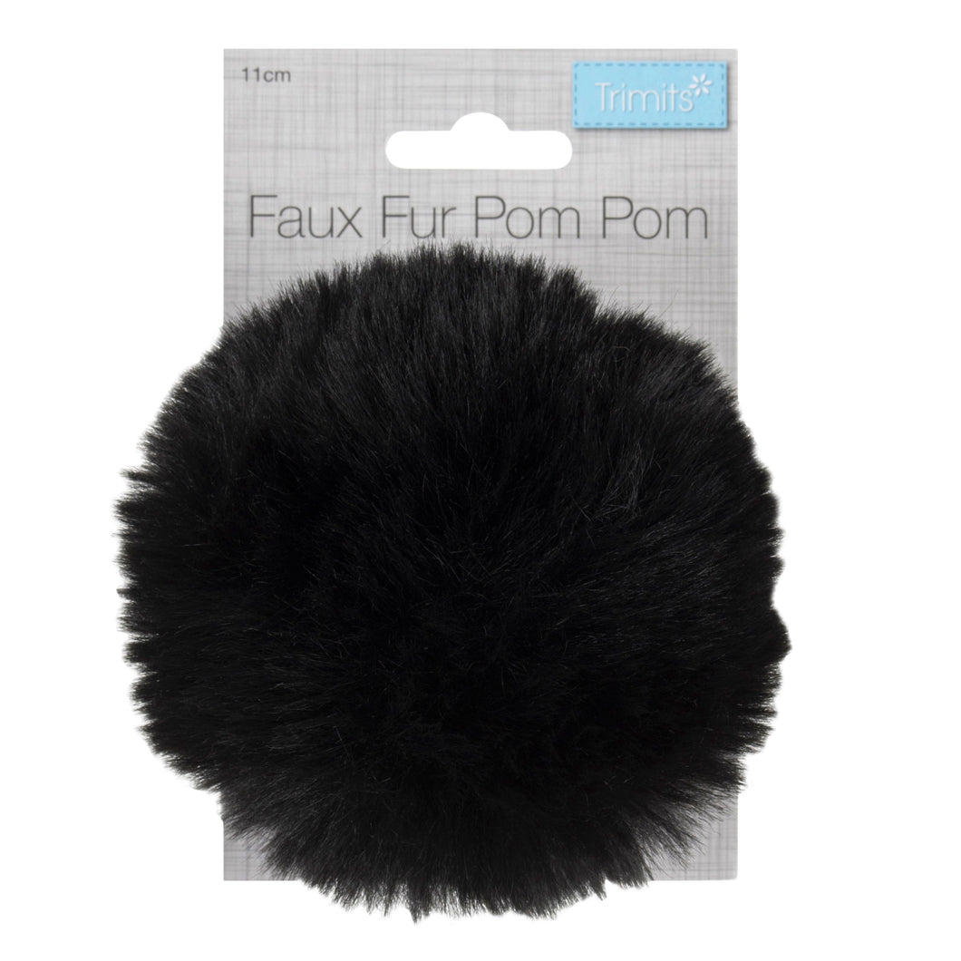 Detachable Faux fur pom pom black