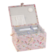 Load image into Gallery viewer, Large sewing box bird on a bobbin design by hobby gift.
