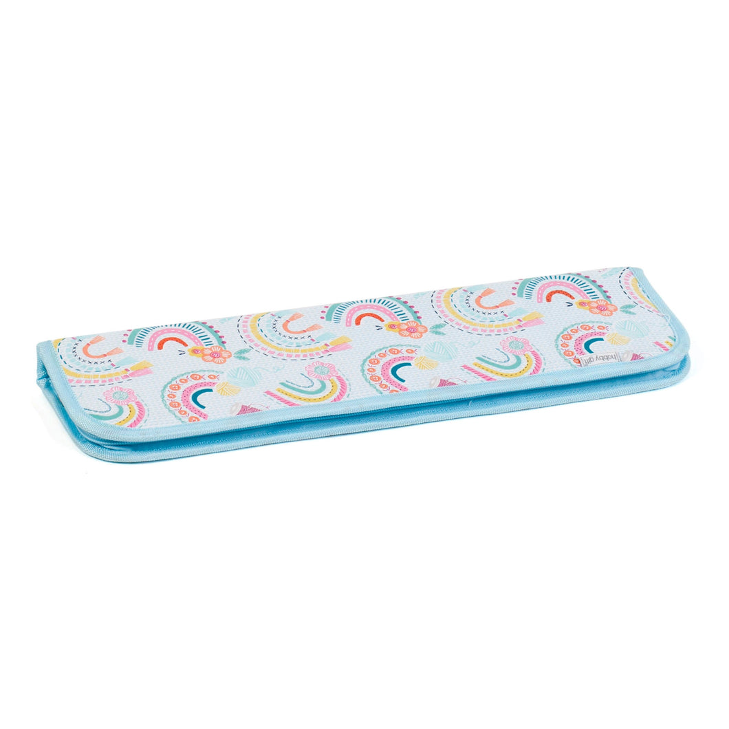 Hard knitting pin and crochet hook case Rainbow design by hobby gift