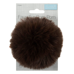 Detachable Faux fur pom pom brown