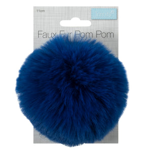 Detachable Faux fur pom pom royal blue