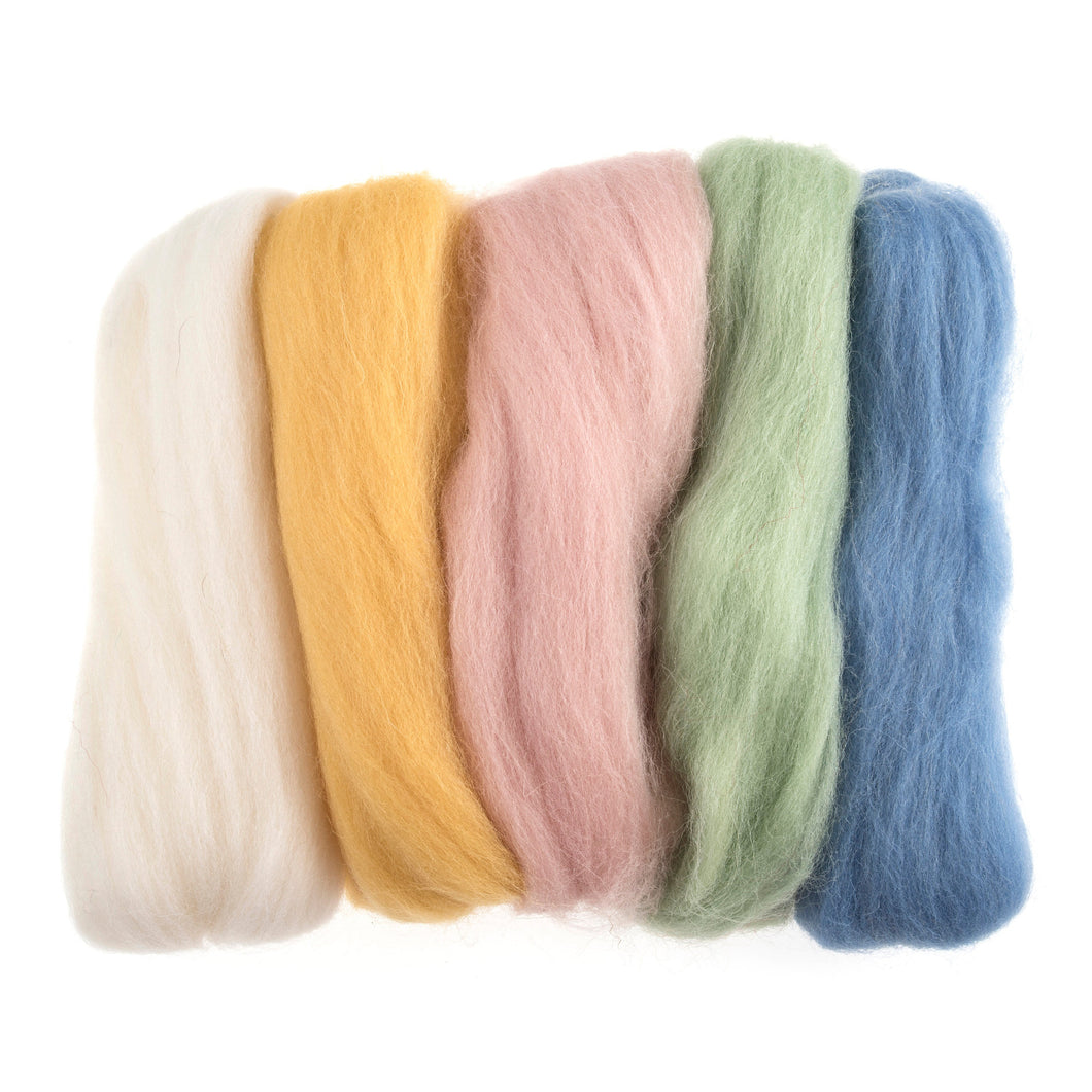 natural roving felting wool 50g assorted pastels  as4