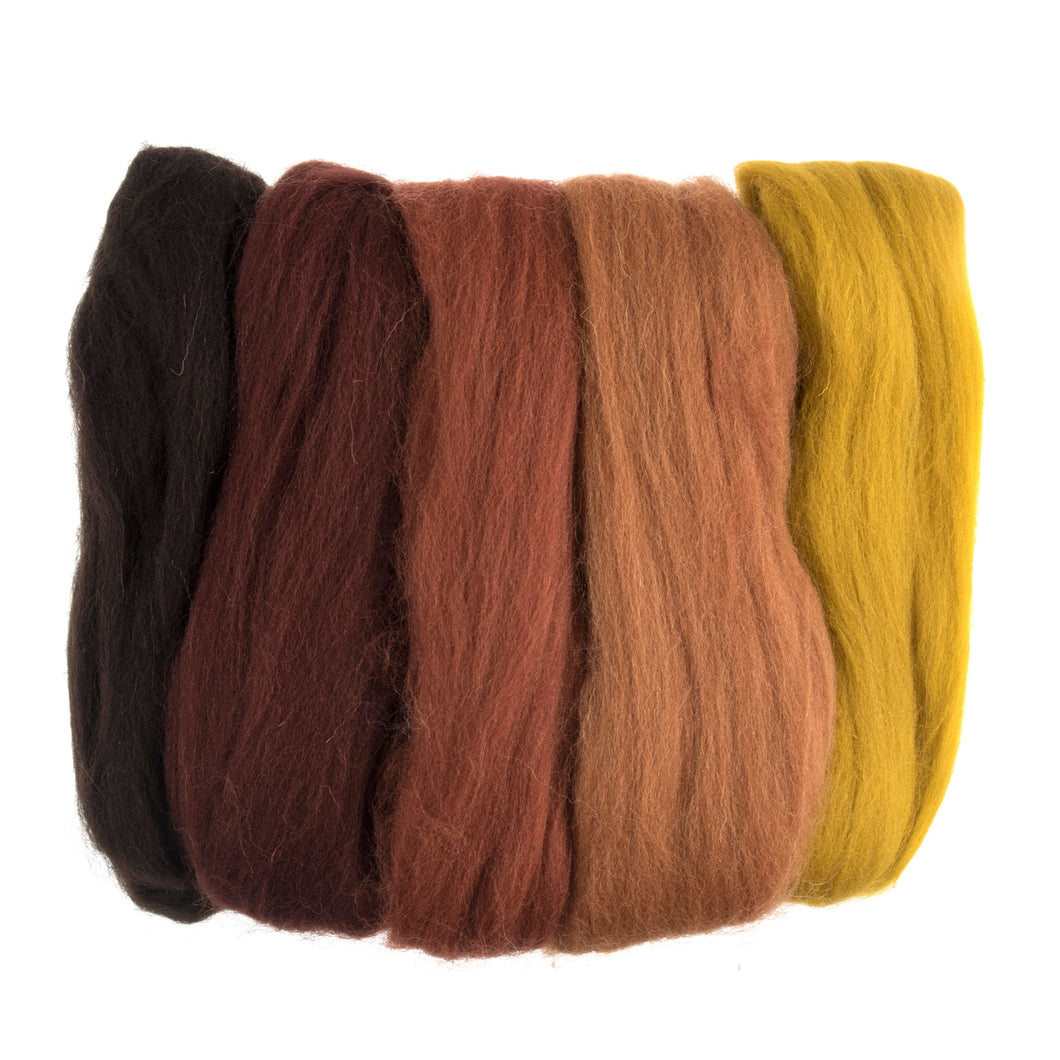 natural roving felting wool 50g assorted Autumn as6